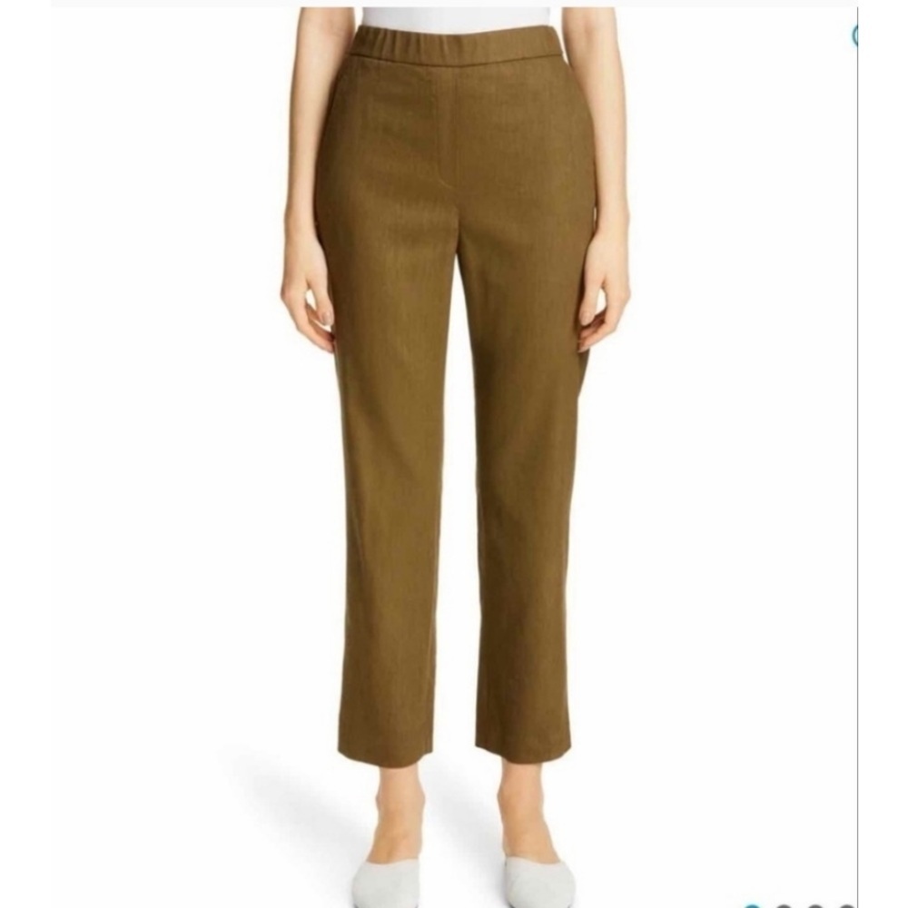 St John Pants Trousers Linen Blend Olive Green Pull On Style size XL plus size